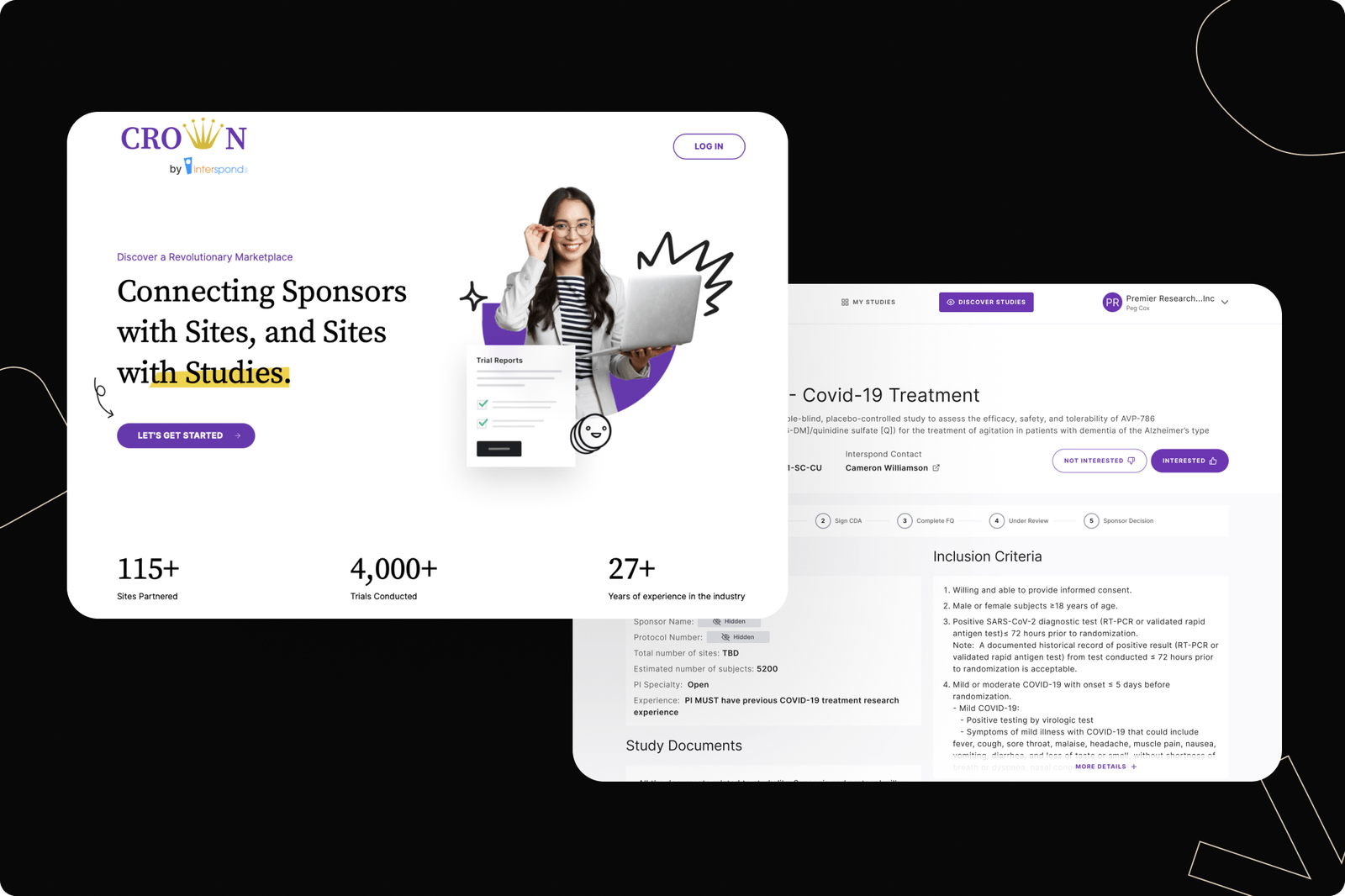 Crown by Interspond marketplace screens