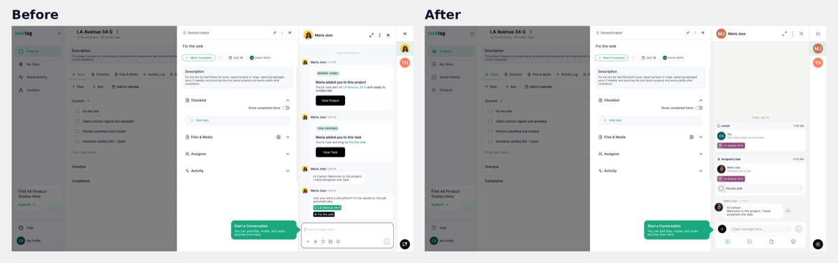Start a Conversation tooltip on web for Carlos, before and after the chat revamp